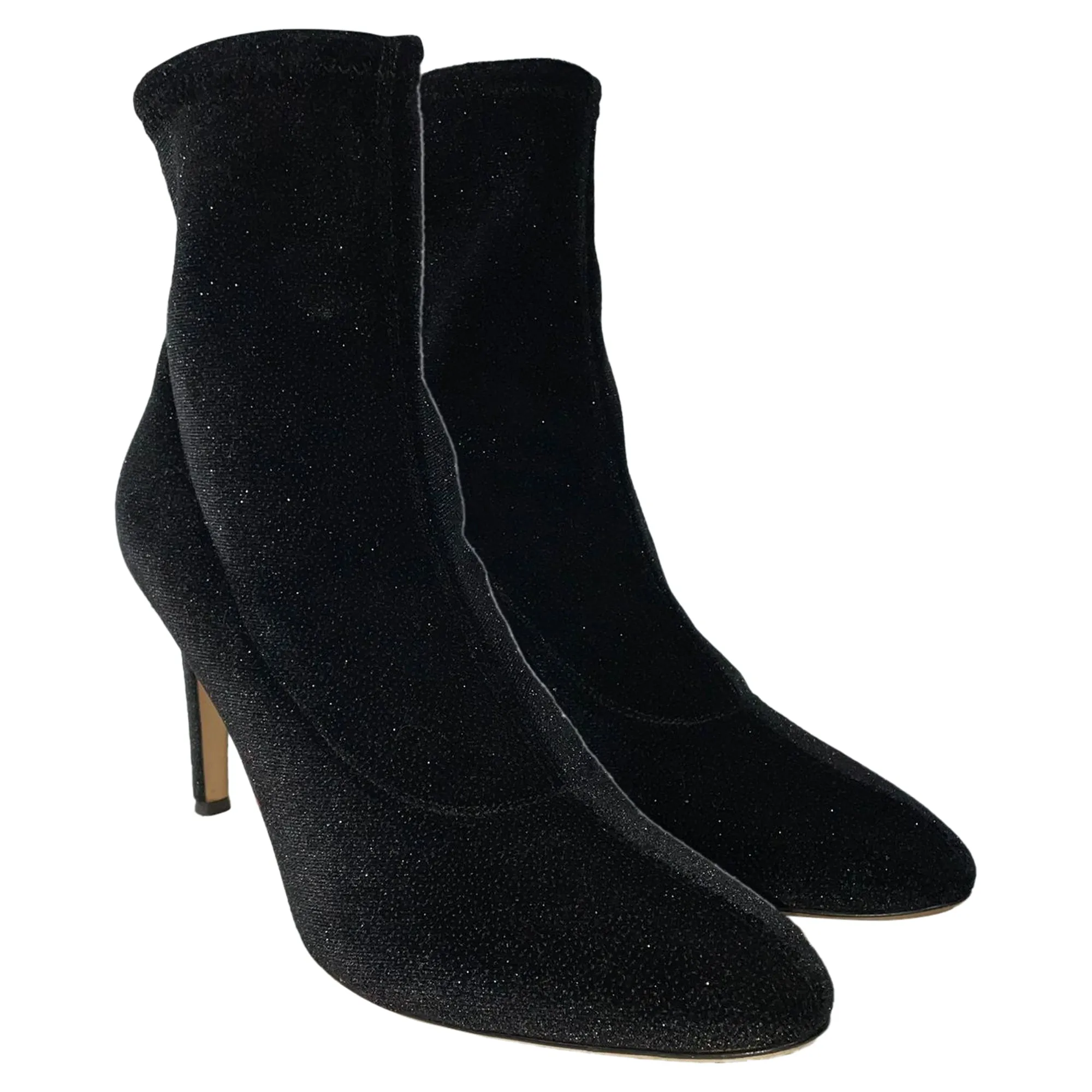 Giuseppe Zanotti Celeste Ankle Booties in Black Glitter Velvet