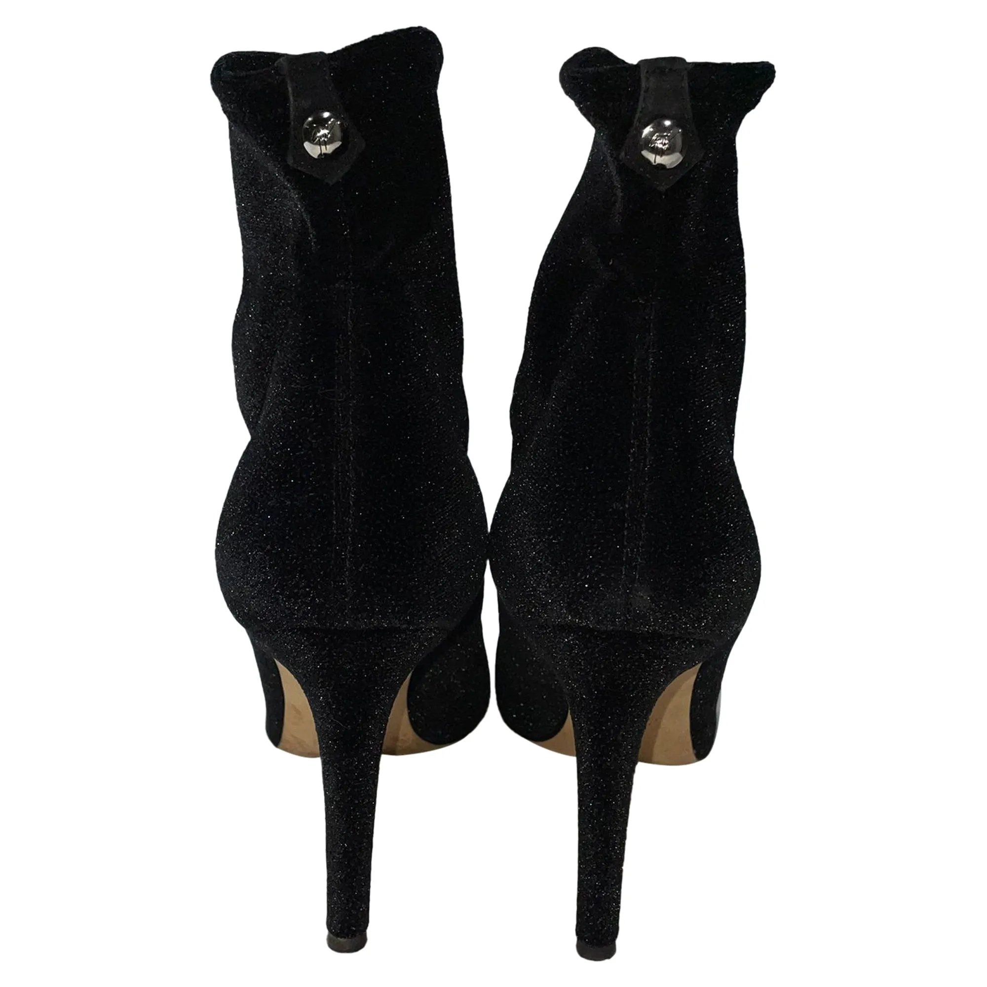 Giuseppe Zanotti Celeste Ankle Booties in Black Glitter Velvet