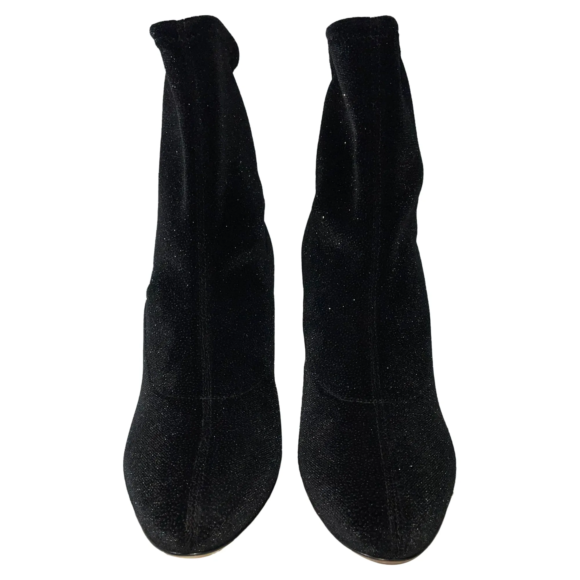 Giuseppe Zanotti Celeste Ankle Booties in Black Glitter Velvet