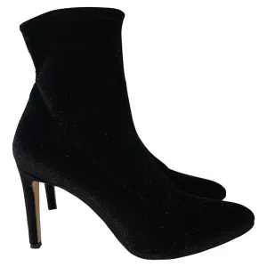 Giuseppe Zanotti Celeste Ankle Booties in Black Glitter Velvet