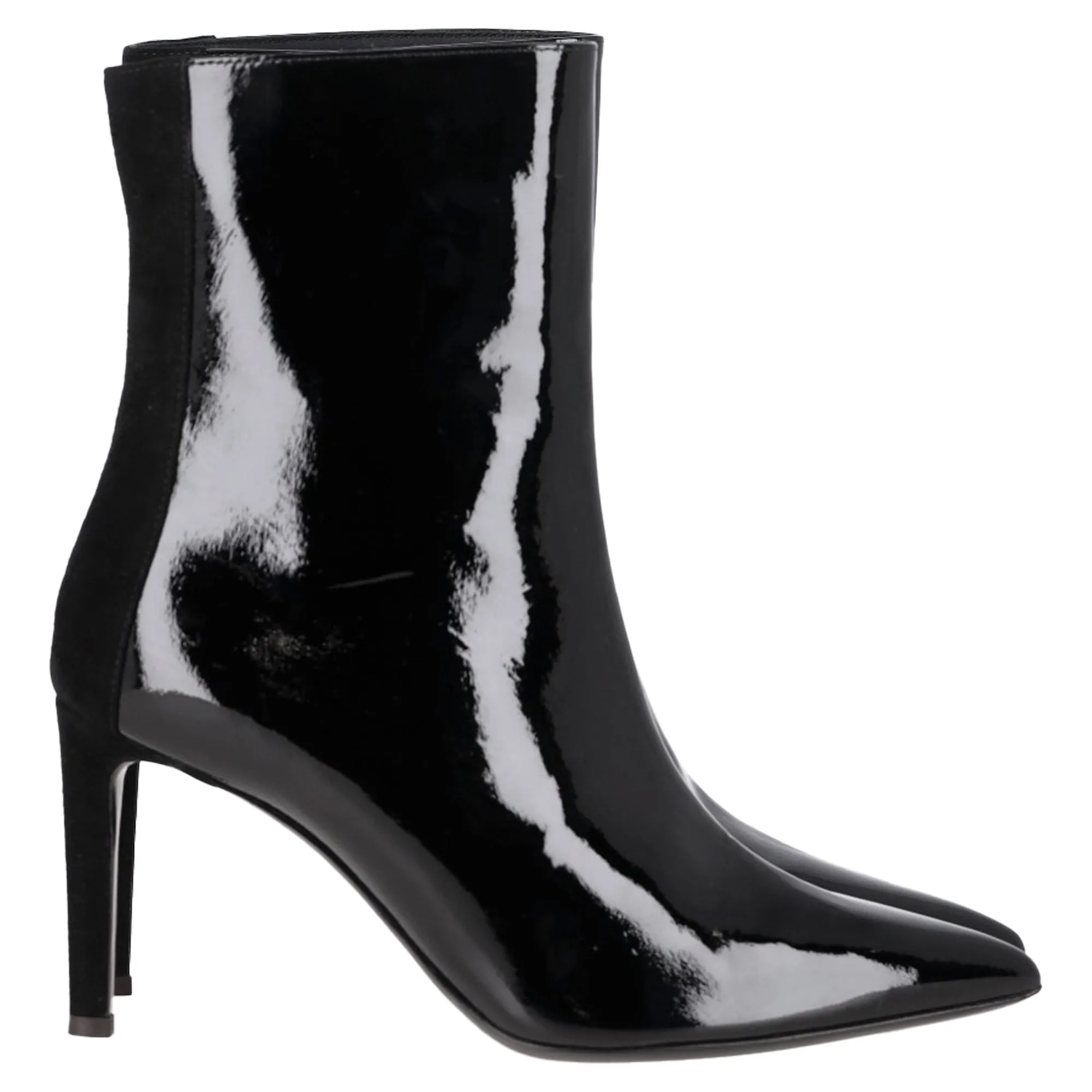 Giuseppe Zanotti Pointed Toe Ankle Boots in Black Patent Leather