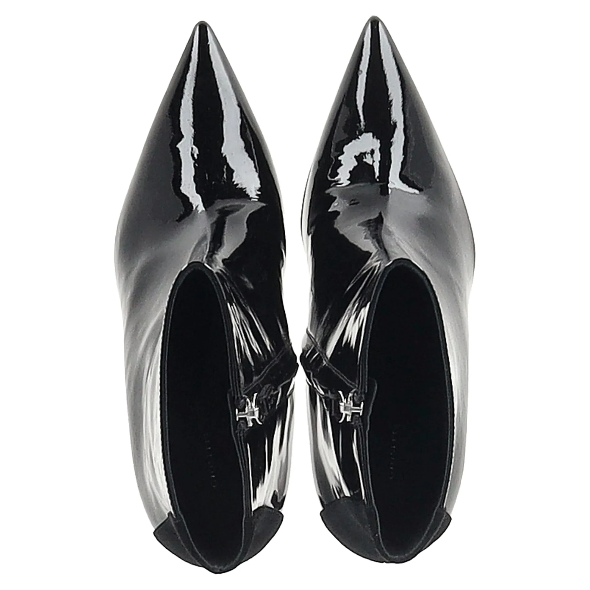 Giuseppe Zanotti Pointed Toe Ankle Boots in Black Patent Leather