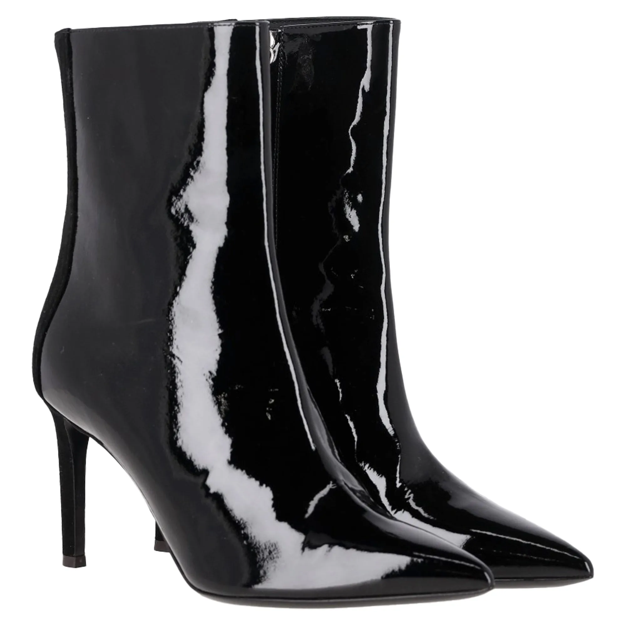Giuseppe Zanotti Pointed Toe Ankle Boots in Black Patent Leather