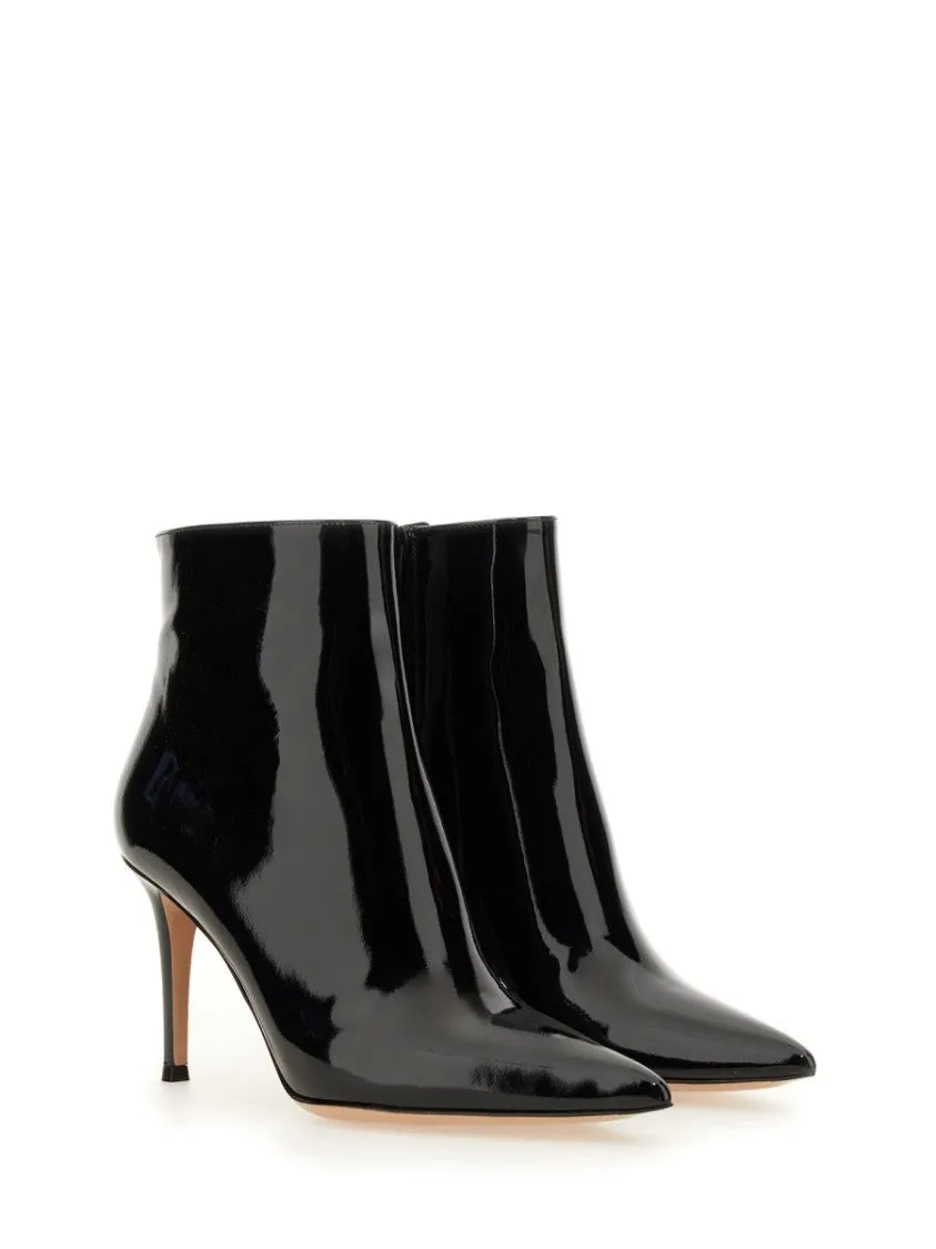 Glossy Patent Leather Ankle Boots