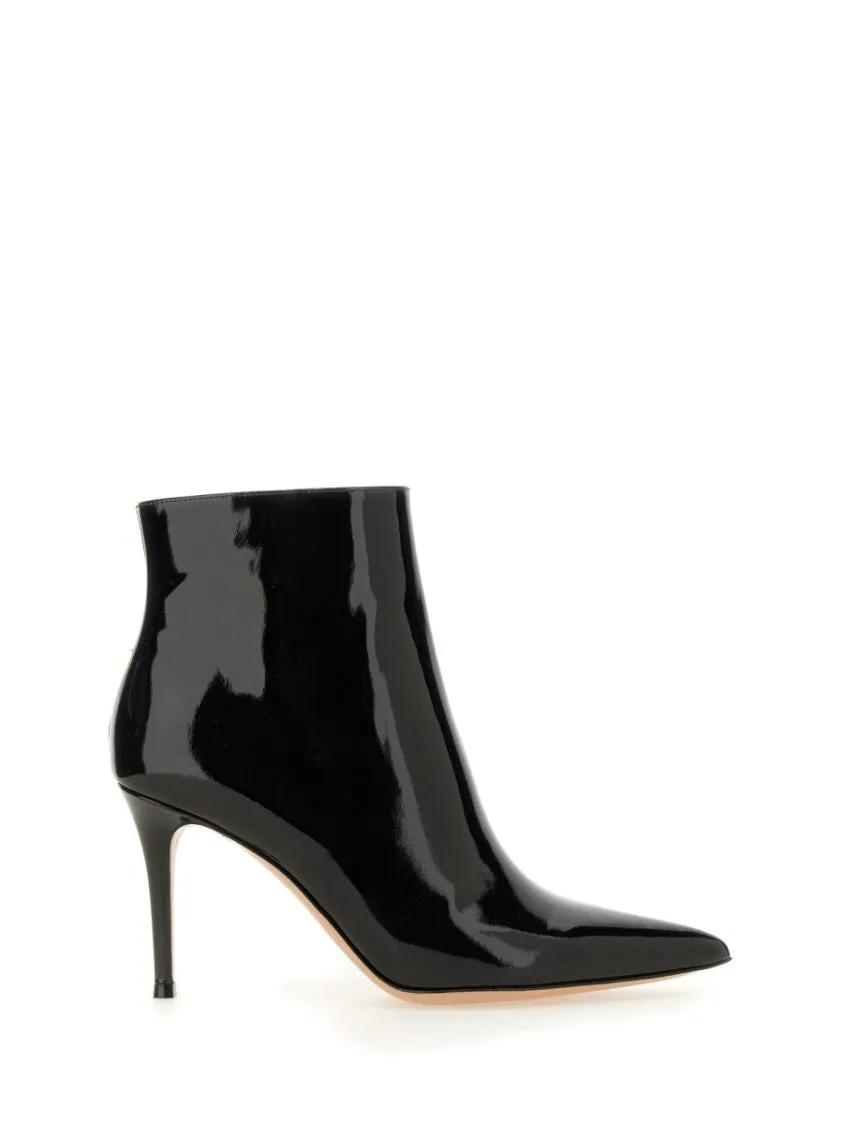 Glossy Patent Leather Ankle Boots