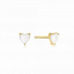 Gold Mother Of Pearl Heart Stud Earrings E034-99G