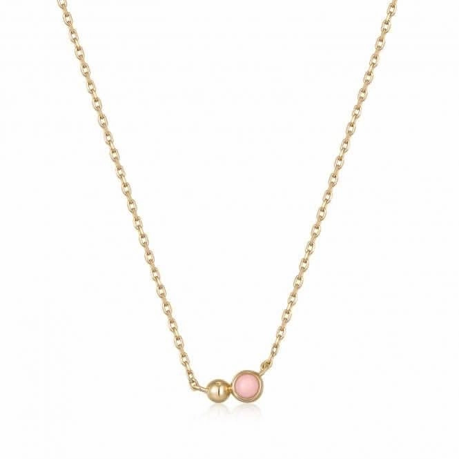 Gold Orb Rose Quartz Pendant Necklace  N045-02G-RQ