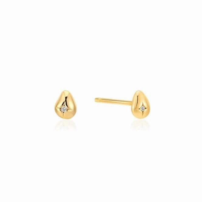 Gold Pebble Sparkle Stud Earrings E043-05G