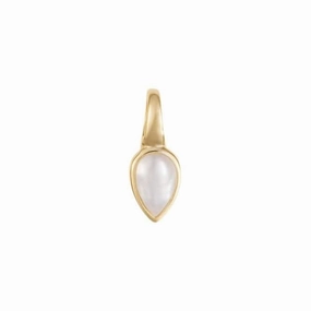 Gold Plated Birthstone Cabochon Pearl Pendant P5219