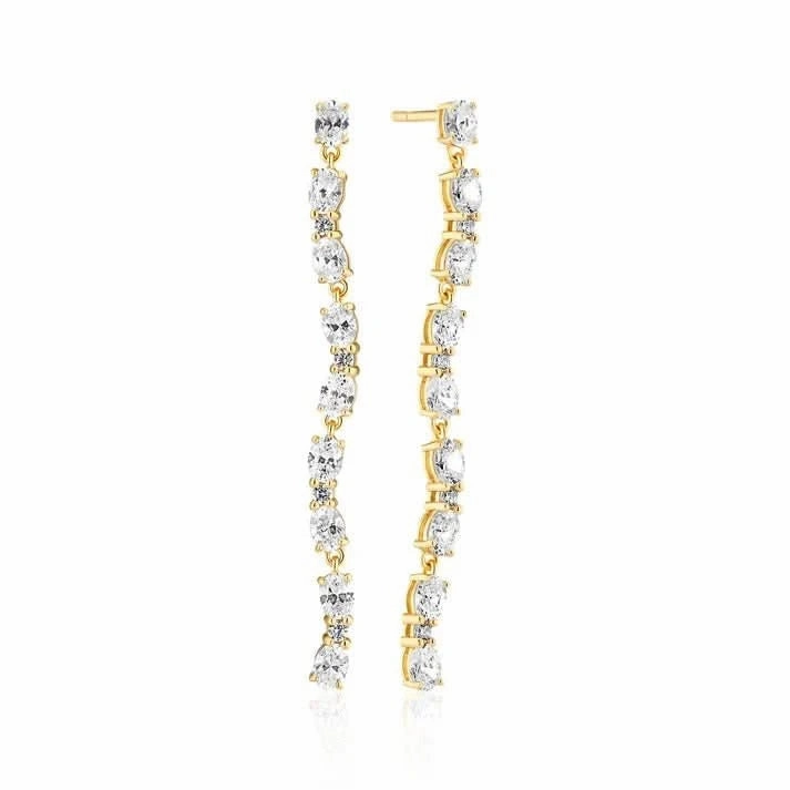 Gold Plated Ellera Ovale Tredici Earrings SJ-E2419-CZ-YG