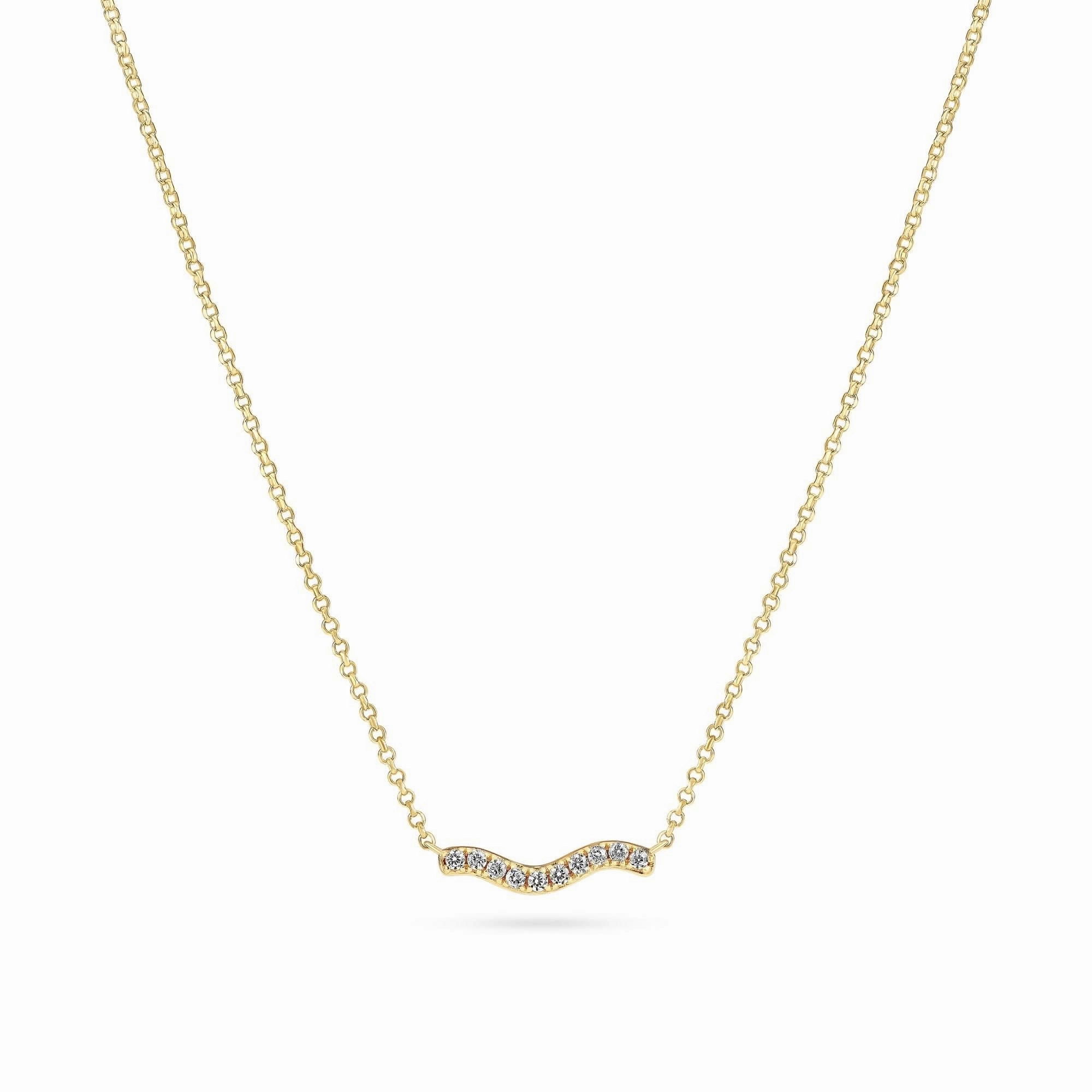 Gold Plated Ellera Waves Necklace SJ-N3859-CZ-YG