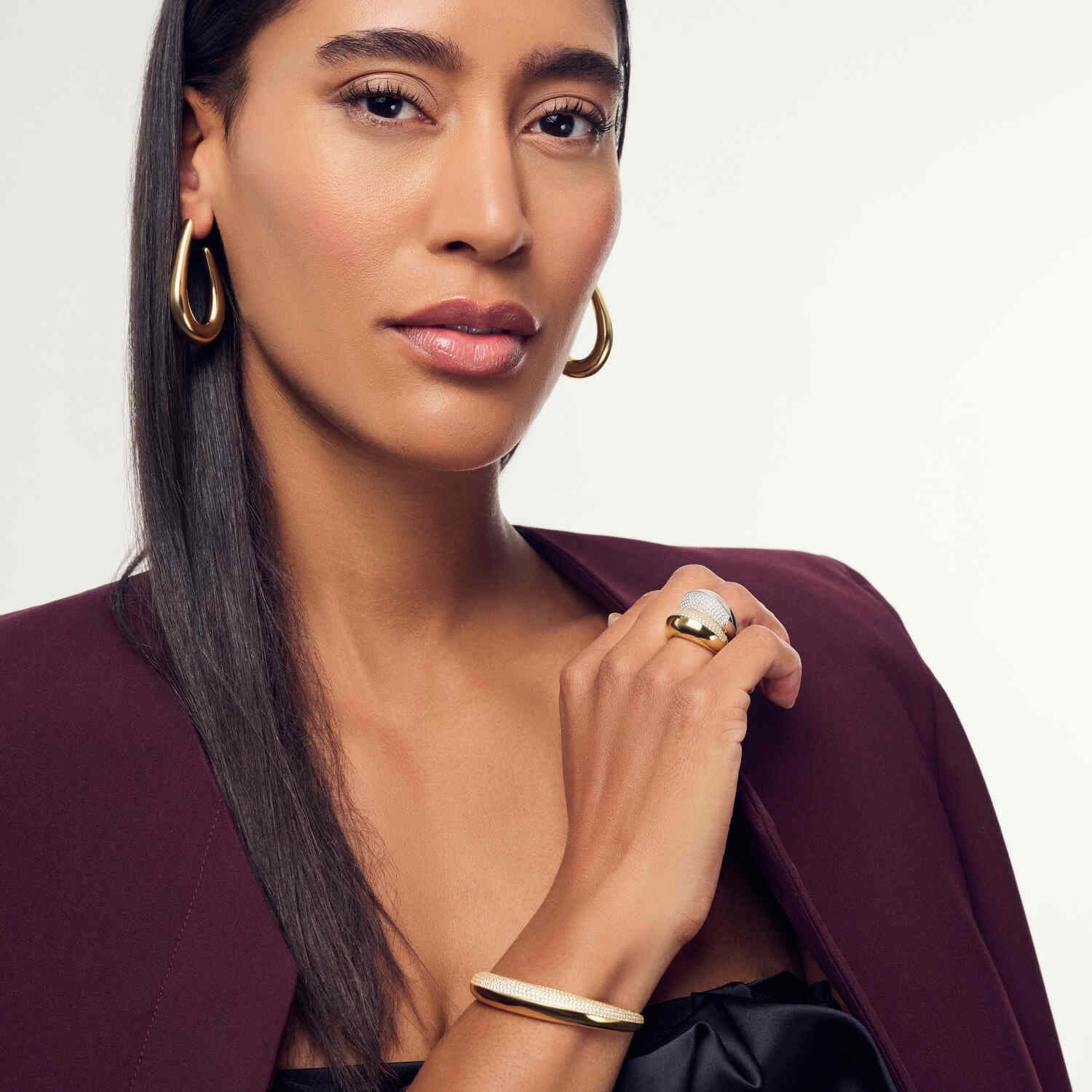 Gold Plated Fasano Bangle SJ-BG2487-CZ-YG