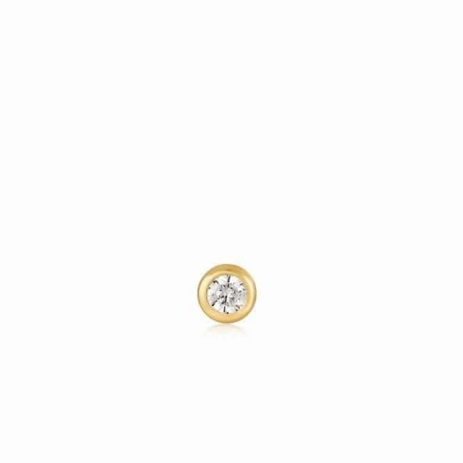 Gold Sparkle Bezel Barbell Single Earring E035-06G