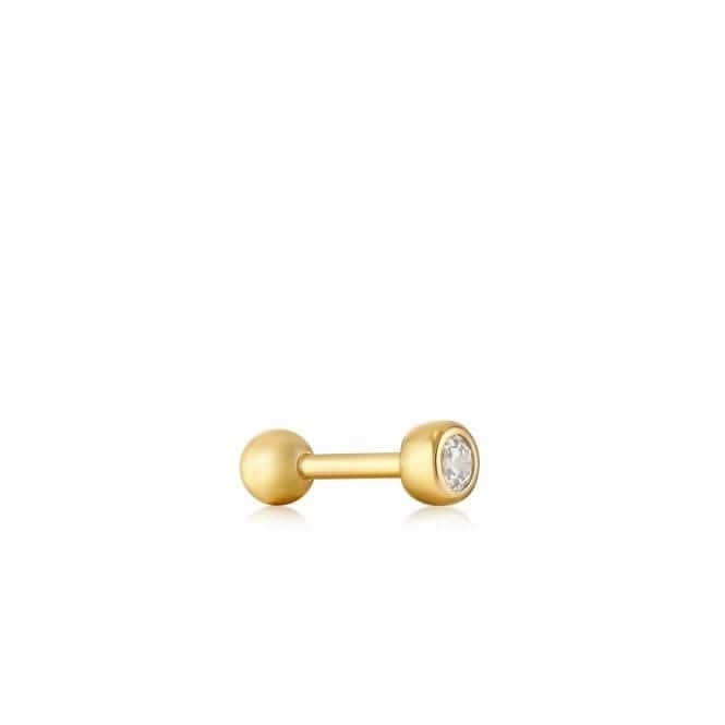 Gold Sparkle Bezel Barbell Single Earring E035-06G