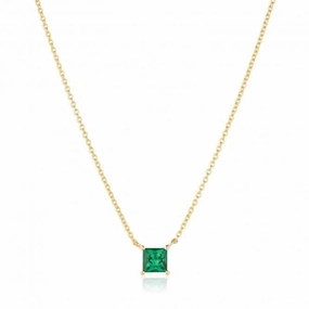 Green Zirconia Ellera Quadrato Necklace SJ-N42279-GCZ-YG
