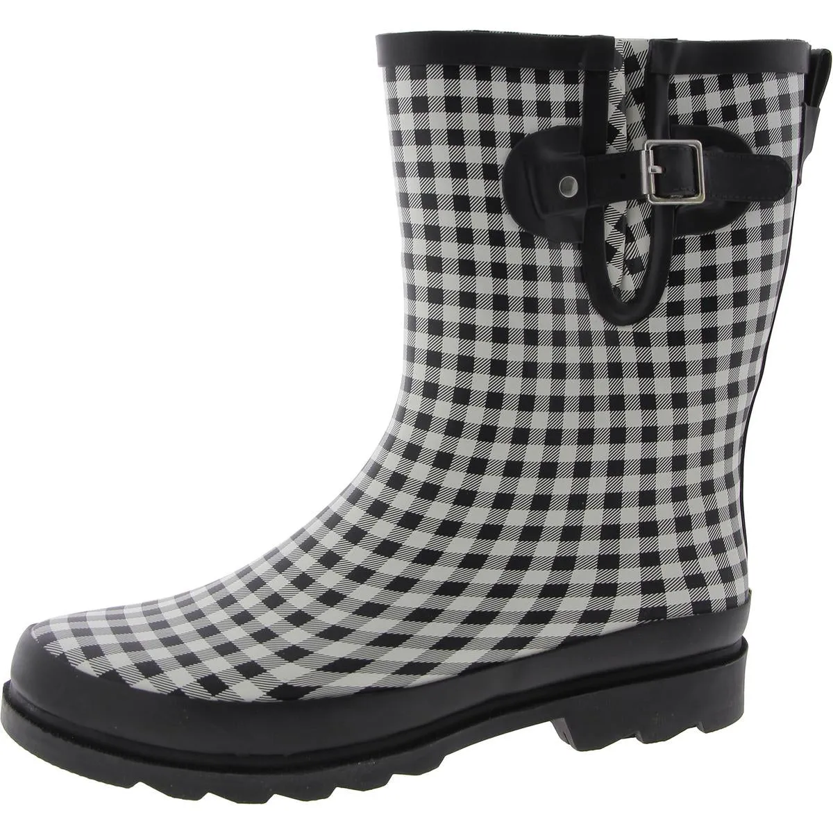 Grunge Gingham Womens Rubber Waterproof Rain Boots