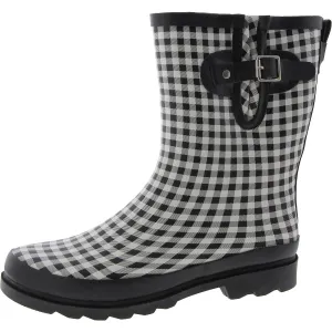 Grunge Gingham Womens Rubber Waterproof Rain Boots
