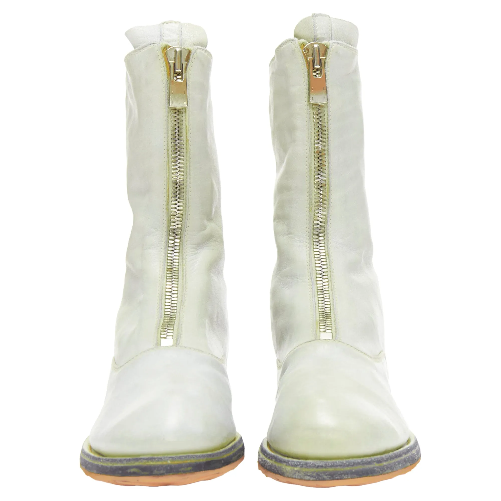 GUIDI tumbled washed soft leather zip boot