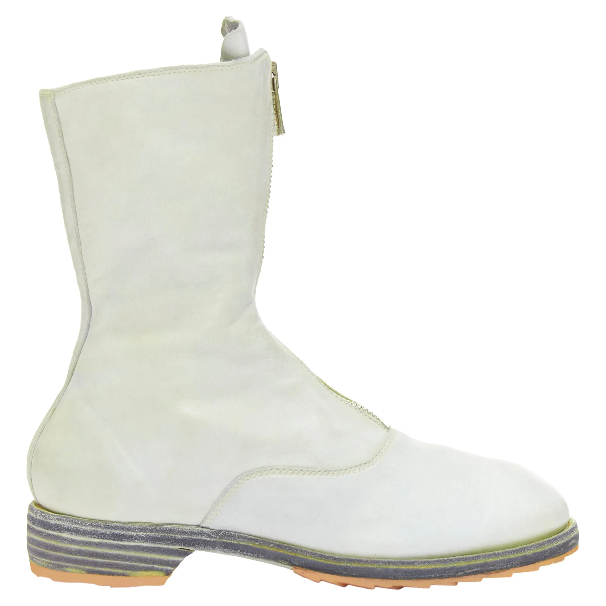 GUIDI tumbled washed soft leather zip boot