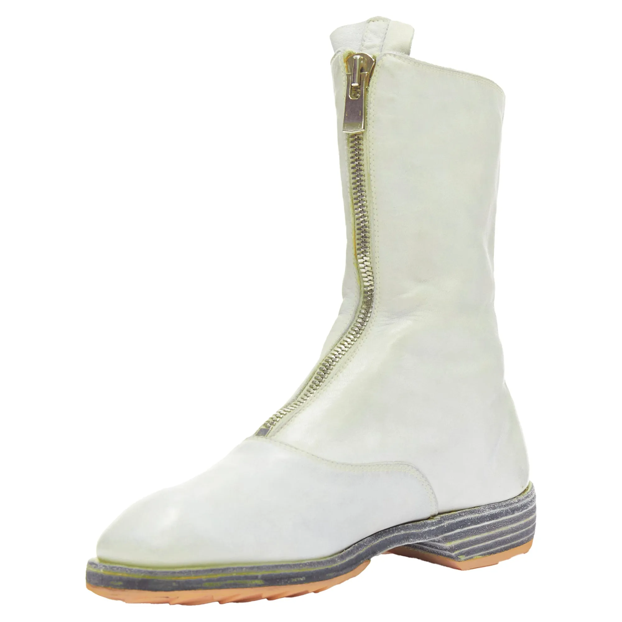 GUIDI tumbled washed soft leather zip boot