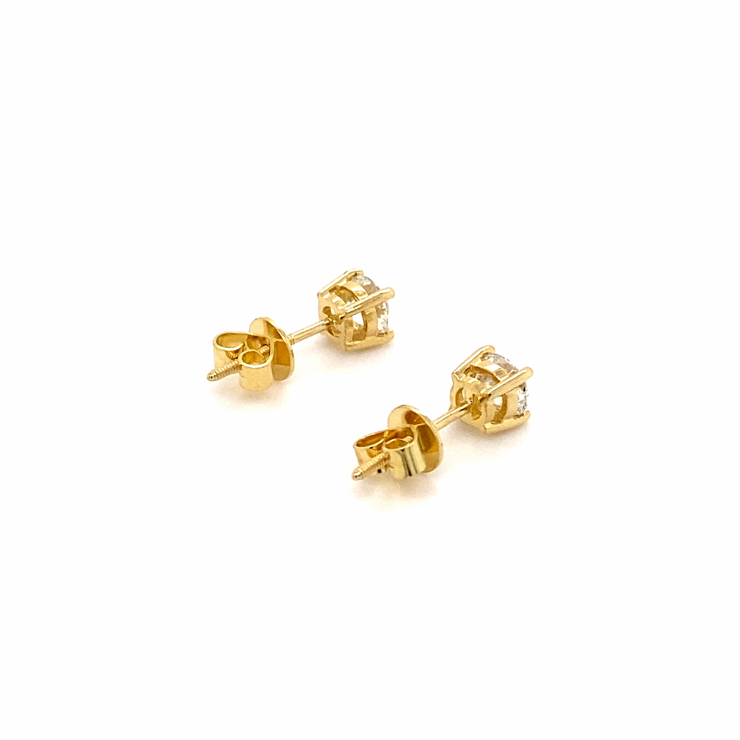 Half Carat Diamond Earrings in Yellow Gold