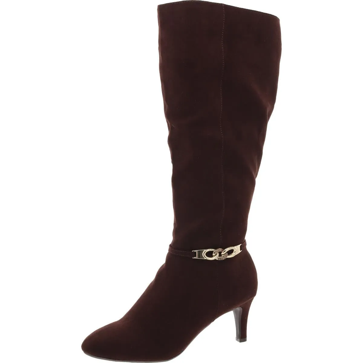 Hanna Womens Faux Leather Wide Calf Knee-High Boots