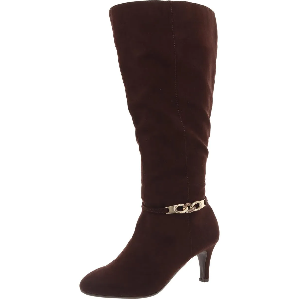 Hanna Womens Faux Leather Wide Calf Knee-High Boots