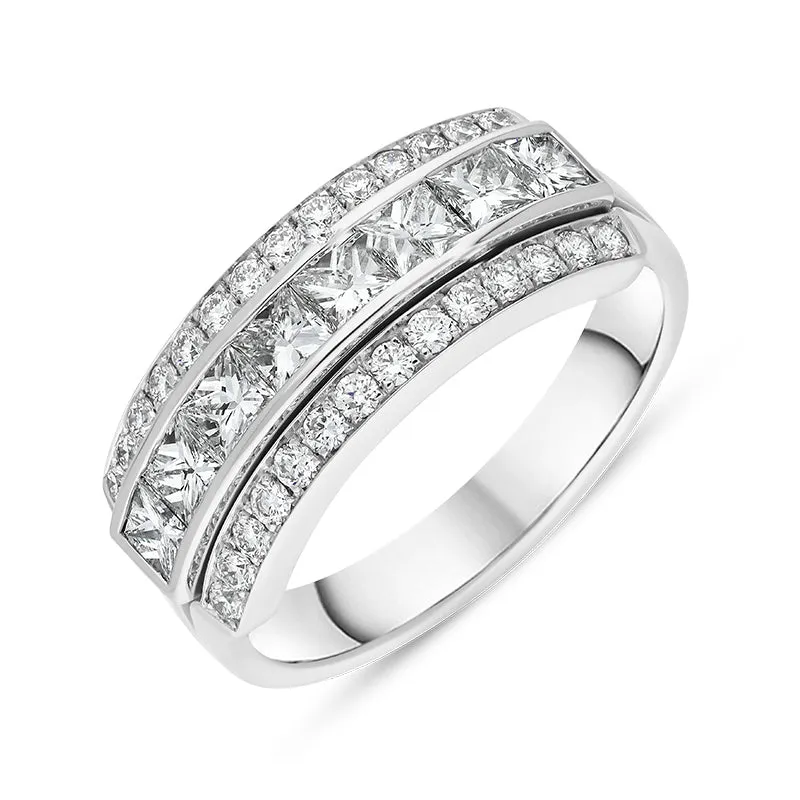 Hans D Krieger 18ct White Gold 1.26ct Diamond Three Row Eternity Ring D