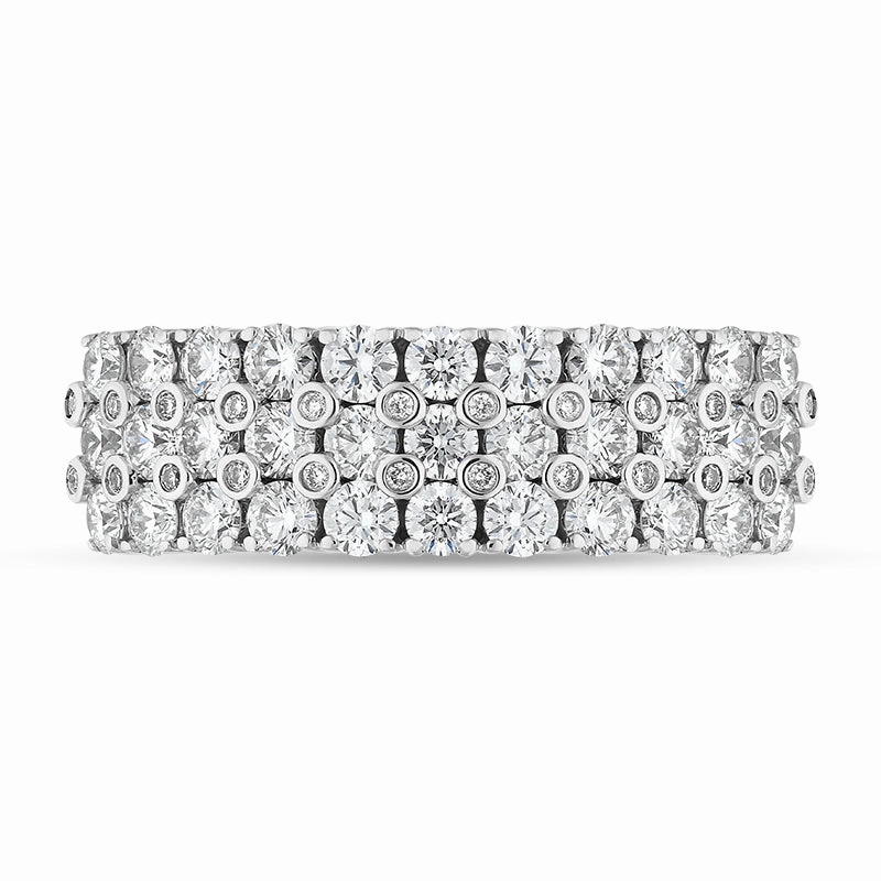 Hans D Krieger 18ct White Gold 1.72ct Diamond Three Row Eternity Ring D
