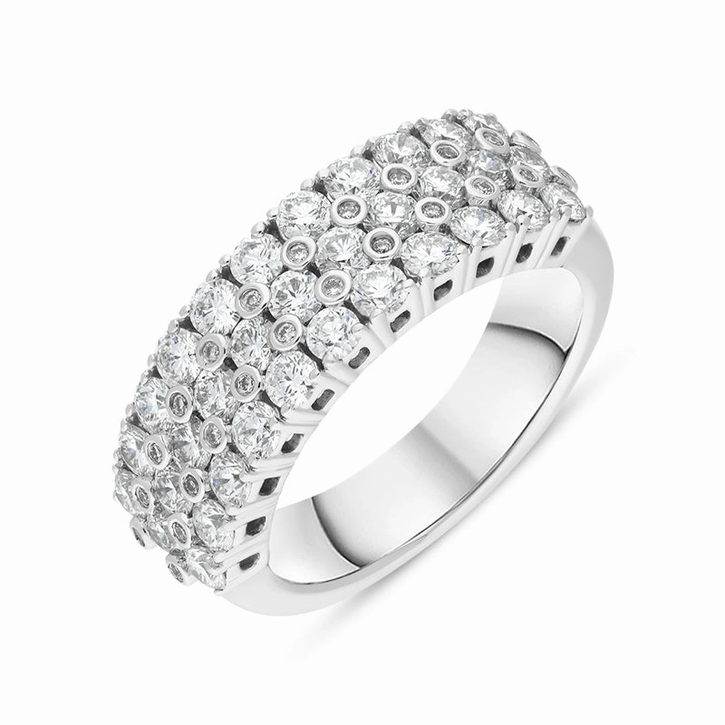 Hans D Krieger 18ct White Gold 1.72ct Diamond Three Row Eternity Ring D
