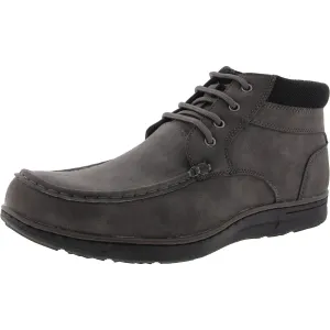 Hertel Mens Lace-Up Faux Leather Chukka Boots