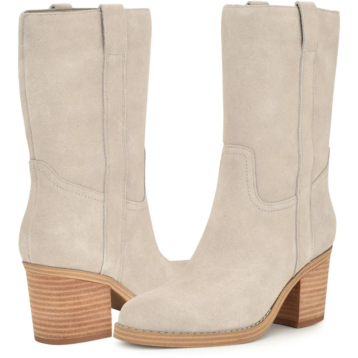 Hess Womens Faux Leather Block Heel Mid-Calf Boots