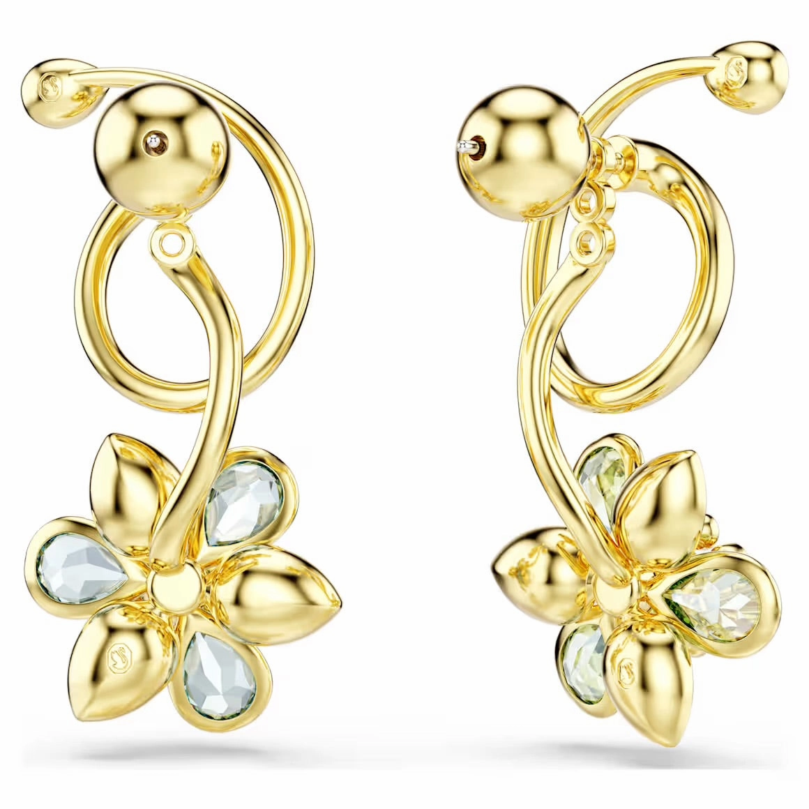Idyllic Asymmterical Multicoloured Flower Mixed Cuts Gold Drop Earrngs