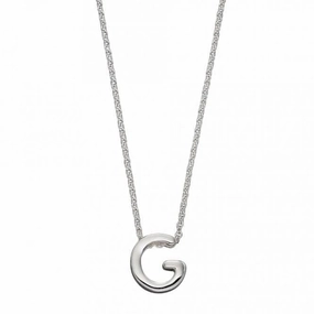 Initial G Plain Silver Initial Necklace N4434
