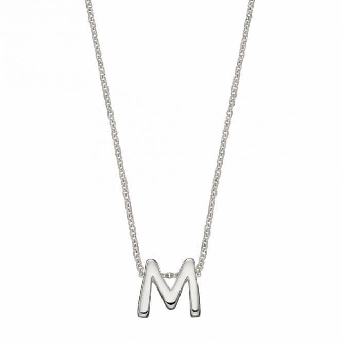 Initial M Plain Silver Initial Necklace N4440