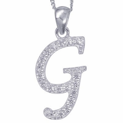 Initial Silver Pendant - Sparkling Cursive
