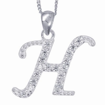 Initial Silver Pendant - Sparkling Cursive