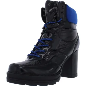 Jetta Womens Faux Leather Mid-Calf Lace-Up Boot