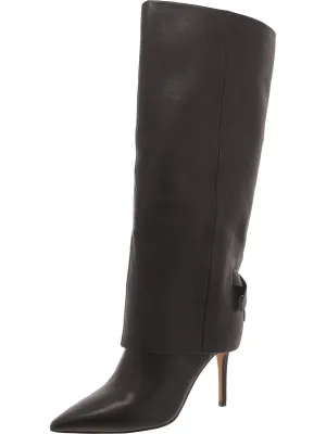 KAMMITIE Womens Leather Pointed toe Over-The-Knee Boots
