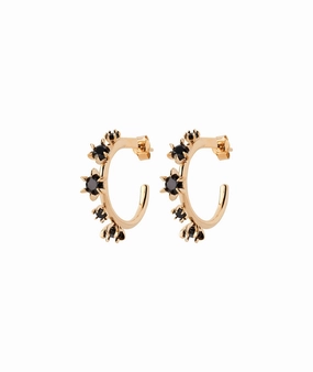Karen Walker - Baroque Earrings Gold Plated/Onyx