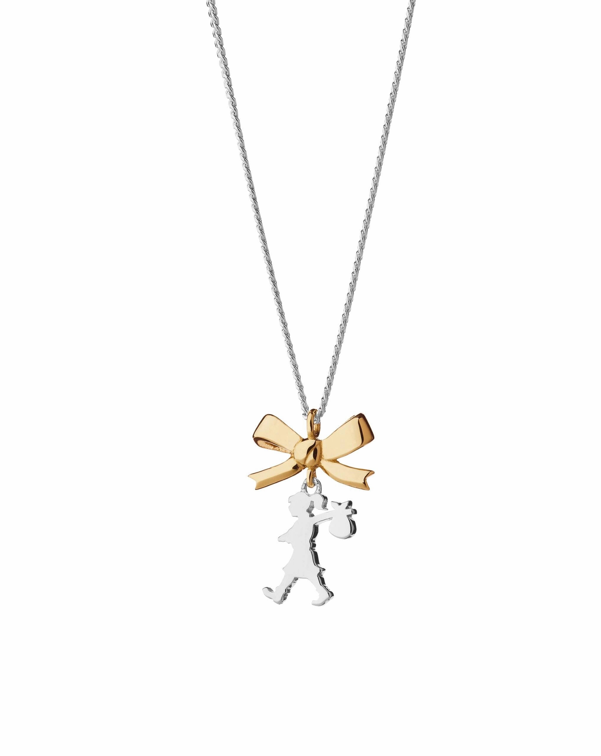 Karen Walker - Mini Girl With A Bow Necklace 9ct Yellow Gold & Sterling Silver 45cm