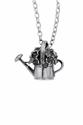 Karen Walker Botanical Watering Can With Flowers Pendant - Silver