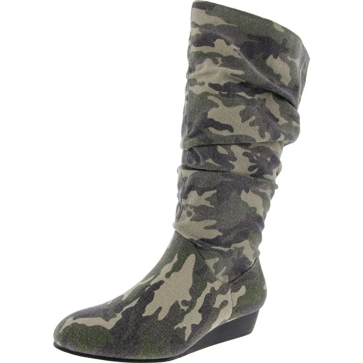 Khloe Womens Camouflage Canvas Knee-High Boots