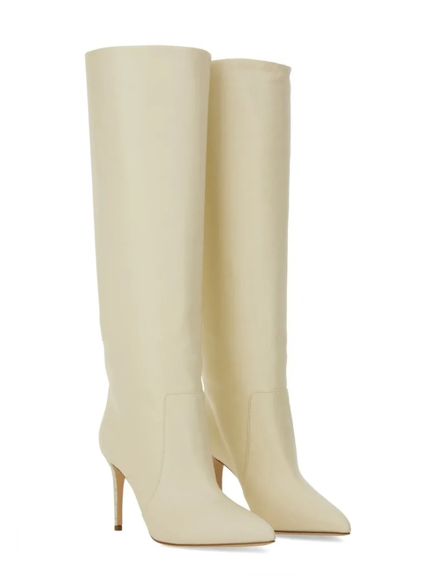 Knee-High Leather Boots With Pointed Toe