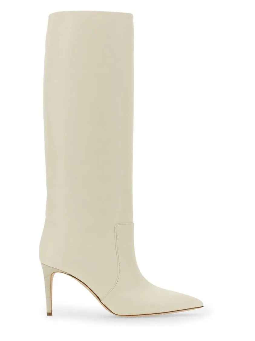 Knee-High Leather Boots With Pointed Toe