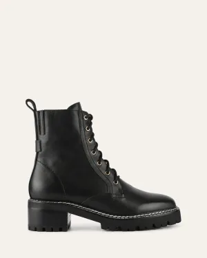 KODA FLAT ANKLE BOOTS BLACK LEATHER