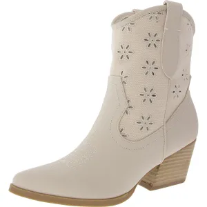 Kyler Womens Embroidered Faux Leather Cowboy, Western Boots