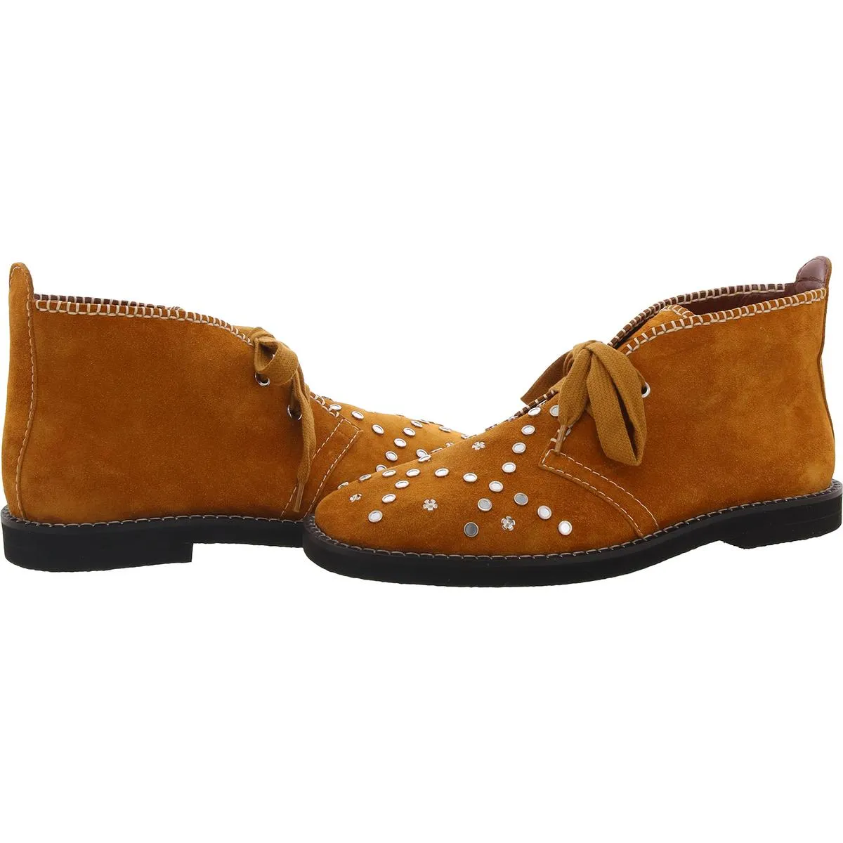 Lace-Up with Studs Mens Studded Suede Chelsea Boots