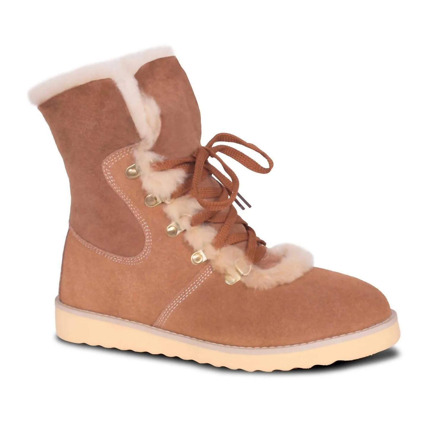 Ladies Posh Sheepskin Boots In Chestnut