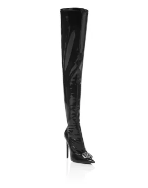 Latex High Plein Heels Overknees  Boots Gothic Plein